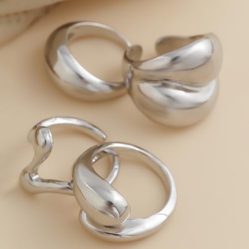 Image of Shining Diva Fashion Stylish Trendy Finger Rings Set for Women & Girls | Chunky Minimal Statement Ring Combos Modern Elegant Jewellery Collection