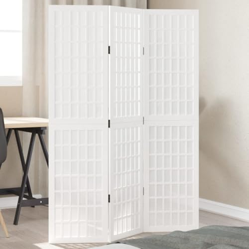 Brokky Biombo Separador de 3 Paneles biombo Separador de ambientes biombo Separador biombo Madera Maciza Paulownia Blanco - 358781