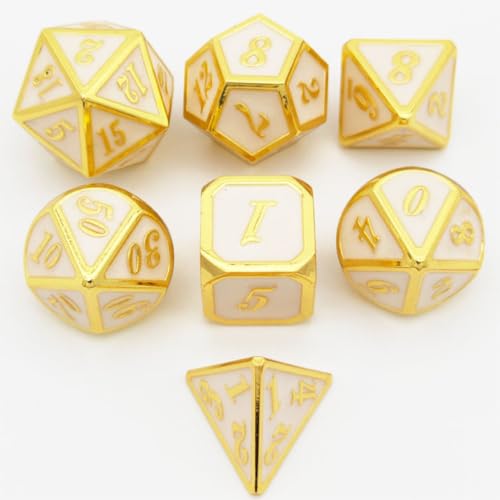 Dados de metal poliédricos de aleación de zinc juego de 7 dorados resistentes para juegos de mesa 2