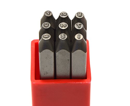 image for WKSTOOL 9pcs Heavy Duty Steel Stamp Uppercase Number 3/32 2.5mm Hand S