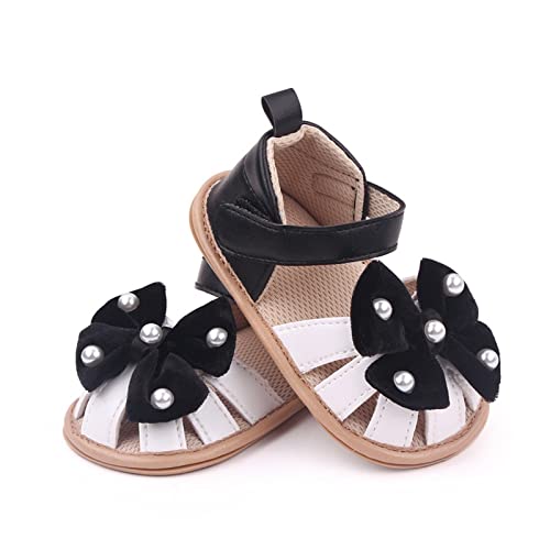 Infant Baby Girls Rome Sandals Baby Wedding Dress Flat Shoes Newborn Pearl Bow crib First Walkers PreWalkers Shoes2