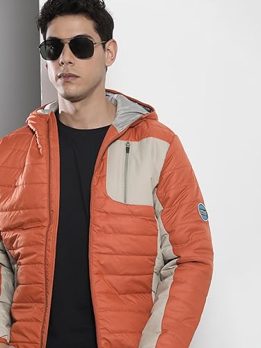 Image of The Indian Garage Co Men Slim Fit Solid Puffer Jackets