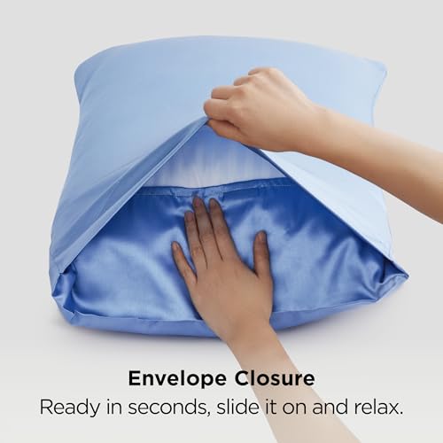 Bedsure Satin Pillowcase for Hair and Skin Queen - Sky Blue Silky Pillowcase 2 Pack with Envelope Closure, Similar to Silk Pillow Cases, Gifts for Women Men, 20x30 Inches, 2pcs by Bedsure - Image 8