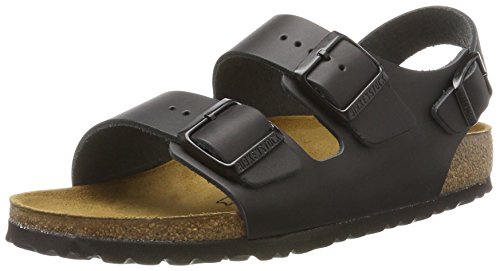 Birkenstock Milano Cuero Ancho, Sandalias con Correa de Tobillo para Hombre, Negro (Black), 40 EU