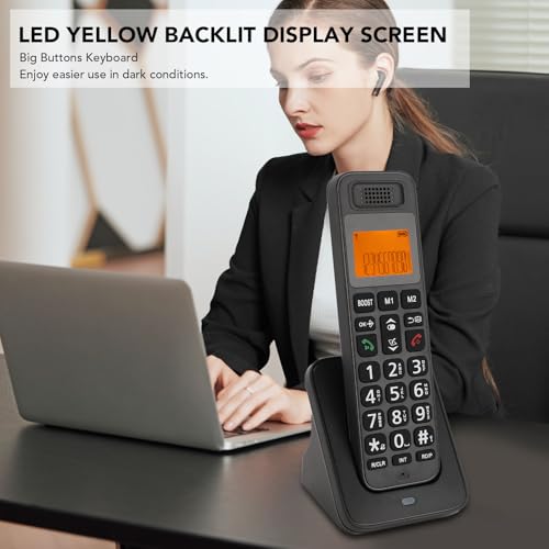 Teléfono inalámbrico con teclas grandes y pantalla retroiluminada miniatura 2