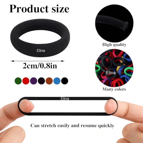 Image of Elina 100 Pcs Multi Colors Hair Ponytail Holder Elastic Cotton Soft Thick Thin Head Rubber Bands for Girls, Kids, Women, Buns, Scrunchies Ties (Pack of 100)(Multi Colors)