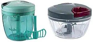 Pigeon by Stovekraft Handy Mini Plastic Chopper with 3 Blades, Grey & Pigeon by Stovekraft Handy and Compact Chopper XL with 3 blades for effortlessly chopping vegetables and fruits for your kitchen