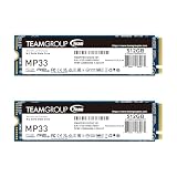 TEAMGROUP MP33 512GB 2 Pack SLC Cache 3D NAND TLC NVMe 1.3 PCIe Gen3x4 M.2 2280 Internal Solid State...