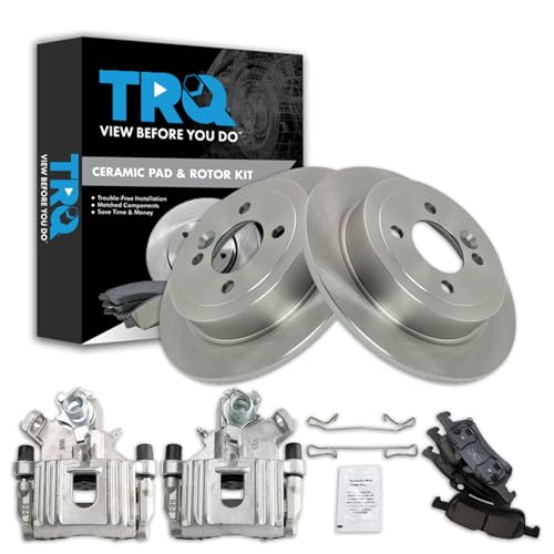 Image of TRQ Rear Brake Pad and Rotor Set Ceramic Rotors Calipers | For 2003-2006 Mini Cooper
