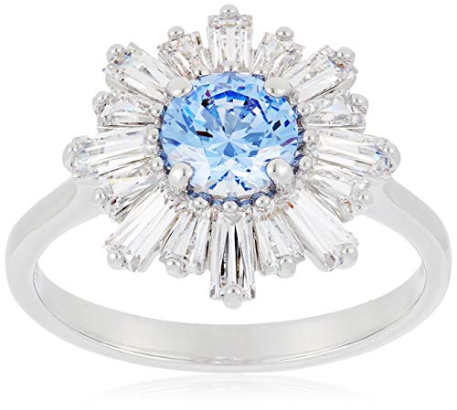 Swarovski Sunshine Collection Women's Sun Ring, with Blue and White Crystals in a Rhodium Plated Setting, Size 55, Swarovski 125 Anniversary Edition