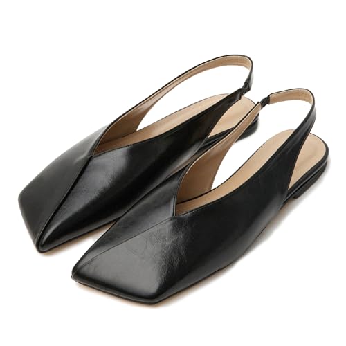 Slingback Flats for Women - Elegant Square Toe Style, Stylish and Comfortable for Dating, Banquet and Formal Events