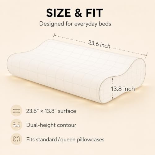 ofwaterstroll Memory Foam Pillow for Neck Pain, CertiPUR-US® Cervical Neck Pillow with Dual-Height Design, Cooling Cover, 3D Ergonomic Support & Odor-Free Tech for Side/Back/Stomach Sleepers (White) by ofwaterstroll - Used condition - Image 3