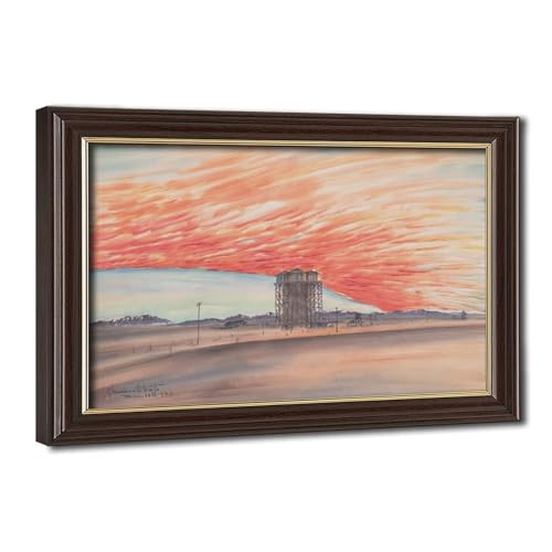 Toile château d'eau et coucher de soleil Chiura Obata cadre suspendu finition topaze premium