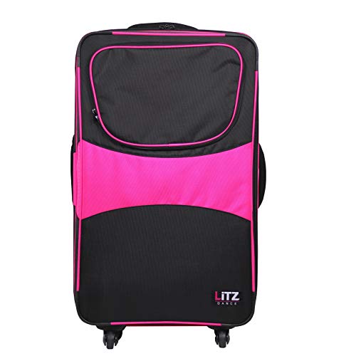 Pink And Black Suitcase - Dance Bag With Garment Rack - Rolling Garment Bag - Hanging Garment Bag - Dance Garment Bag For Costumes - Bag Rack Dance Bags - 29 In Suitcase - LITZ Competition Roller