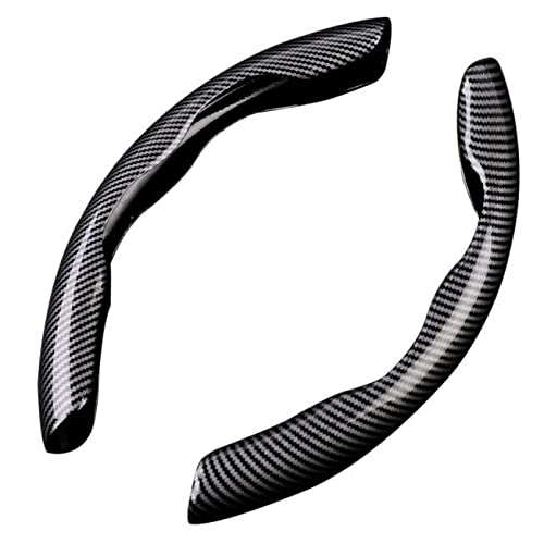 SHOWAY Universal Car Steering Wheel Cover Carbon Fiber Protector Sporty suitable for D-Shape O-Shape (Black)
