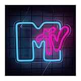 Hängende Kunst-Leuchtreklamen MTV Neonschild, LED-Buchstabe Nachtlicht 27 Cm X 35 Cm, Verwendet Für Musikaufnahmestudio, Radiosender-Bar-Dekoration