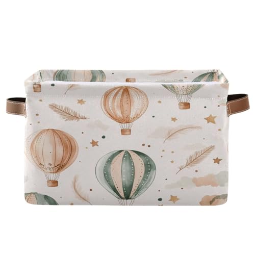 Kigai Hot Air Balloon Storage Basket with Handle Collapsible Canvas Fabric Storage Bins Shelves Closet Organizer Gift Toy Basket for Bedroom Nursery Office, 1 PACK