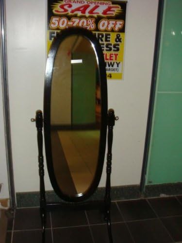 3488 Home Traditional New in Box Swivel Full Length Floor Wood Cheval Mirror Cherry White Black Oak Four Colors Option (Black)