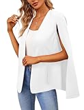Women's Cape Blazer Split Long Sleeve Open Front Blazer Jacket Business Casual Suit Tops Cardigan Coats White