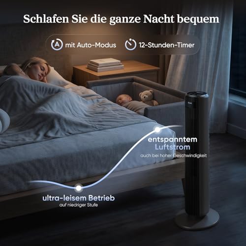 Detailansicht der Bedienleiste am Levoit Leiser Ventilator. - Detailansicht von Levoit Leiser Kühlender Turmventilator...