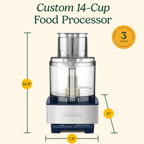 Image of Cuisinart Food Processor 14-Cup Vegetable Chopper for Mincing, Dicing, Shredding, Puree & Kneading Dough, Navy Stainless Steel, DFP-14BCNYCB