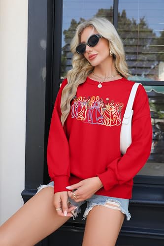 Image of BANGELY Fantastical Sweatshirt Women Cute Embroidered Fantastical Princess Sweater Family Vacation Shirt Long Sleeve Top