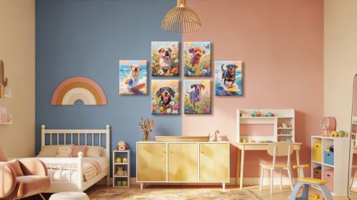 Image of Frimeeme Frame Funny Dog Canvas Wall Art, 6 Pieces, 8X10 Frames