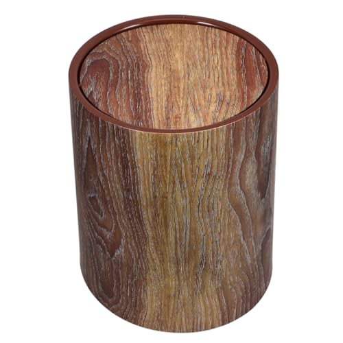 SHINEOFI Pattumiera da Interno in Leggera con Coperchio Ribalta Effetto Legno Cestino per Rifiuti Casa Bagno Ufficio Resistente e Riutilizzabile