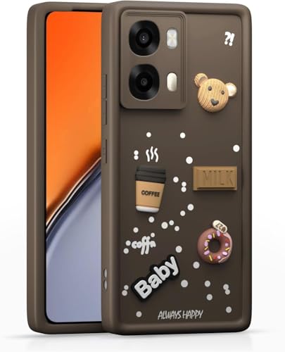 Image of Bintage Ball Bear| Donut| Milk Cake| Baby| Coffee Rubber Case Full Body & Camera Protection Back Cover Compatible for Oppo A6 Pro 5G - Brown