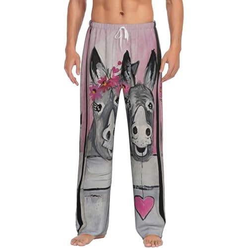 Pantalon de pyjama homme imprimé âne fleur polaire le cadeau réconfortant homme