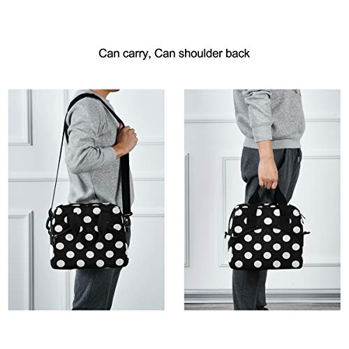 White Polka Dot With Black Lunch Bags For Women Lunch Tote Bag Lunch Box Water-Resistant Thermal Cooler Bag Lunch Organizer For Working Picnic Beach Sporting #TOP5