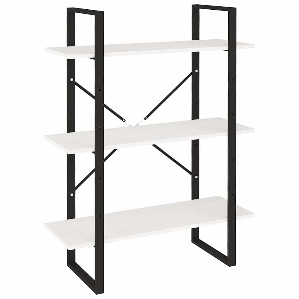 Hothingwell Regał 3-poziomowy biały 80x30x105 cm lite drewno sosnowe