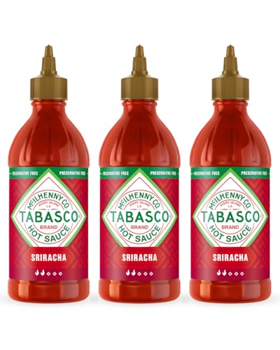 Salsa Sazonadora TABASCO Sriracha, Pack de 3 Botellas Exprimibles, 3 x 256ml, 768ml Volumen Total, 17.5x6x18.5cm