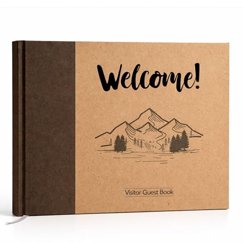 Image of Paper 'n Such Cabin Guest Book for Vacation Homes and Short Term Rentals -Kraft Hardcover - Airbnb Essentials for Hosts- Visitor Sign in Journal Guesthouse Welcome Log