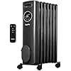 hykolity 1500W Oil Filled Radiator Heater with Remote, Digital Thermostat,Touch Led Screen, 4 Mode Electric Radiant Heater, ECO, 24H Timer ETL Indoor Space heater, Overheat & Tip-Over Protection,Grey