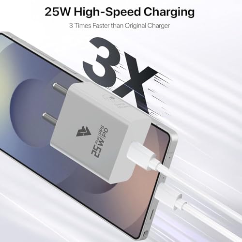 Image of Original Samsung 25W Charger USB Type C Adapter for Samsung Galaxy Z Fold 6 /5 /4,Z Flip6 /5 /4, S25 /S24 /S24+ /S24 Ultra, S23 /S23+ /S23 Ultra /S23 FE with Type C Cable- White