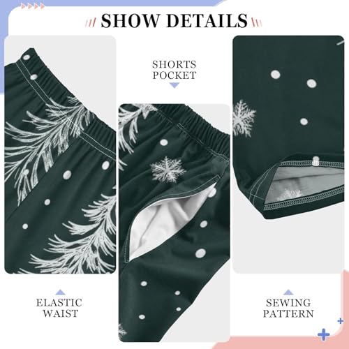 ZZXXB Xmas Trees with Snow Boys Long Pants Soft Trousers Elastic Waist Kids Lounge Bottoms with Pockets S-XL4