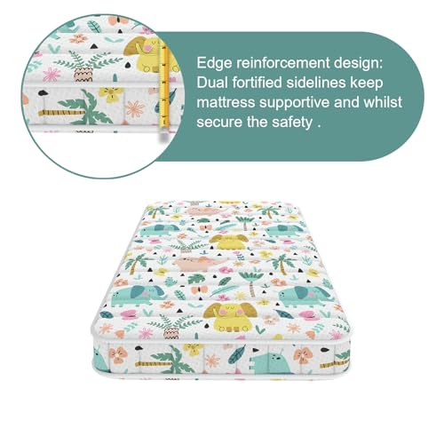 Image of 3 Inch Mini Mattress, 38 inch Lx26 W Mattress, Toddler Mattress with No Gaps Edge Reinforcement High Density Foam, Odorless and Steady, Elephant
