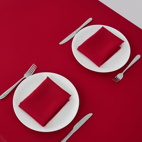 Image of maxmill Jacquard Cloth Napkins 20 x 20 Inch Weaved Texture Pattern Soft Comfortable and Luxury Serviette for Christmas Family Dinners Parties and Banquets Set of 4 Pieces, Red