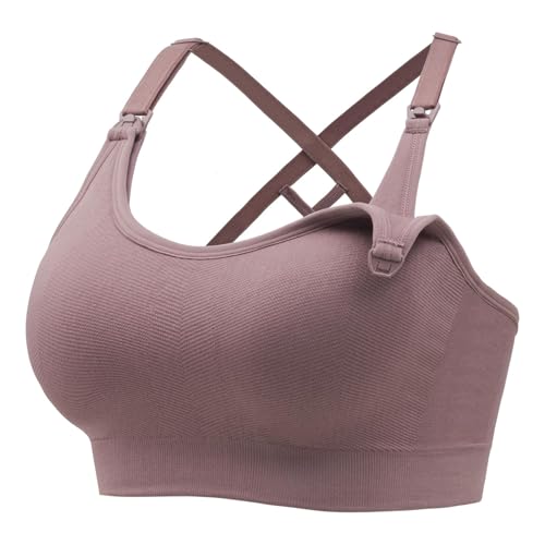 Image of Angelhood Nursing Bras for Breastfeeding, Seamless Nursing Sports Bra Medium Impact Support Maternity Bras for Pregnancy