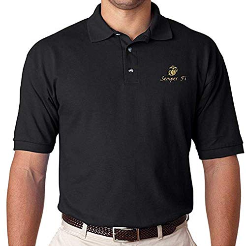 Honor Country Usmc Semper Fi Marine Corps Polo Golf Shirt - Black #TOP8