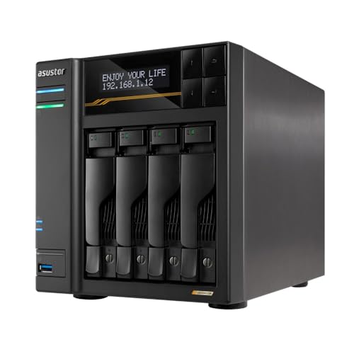 ASUSTOR ASUSq NAS Lbg 4xC AS6804T Lockerstor 4 Gen3 4xM.2 NvMe SSDXbg AMD Ryzen NAbhRA 2x5GbE 2x10GbE |[g DDR5 ECC RAM [J[