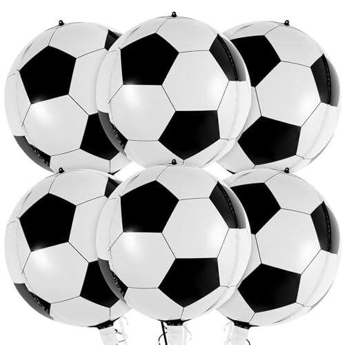 Balões de aniversário futebol - 6 peças de alumínio e hélio grandes, 22 polegadas - decorações para festa de crianças