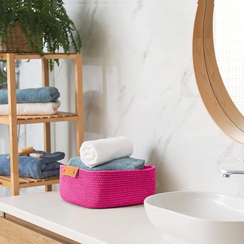 Image of GUDDE Cotton Rope Woven Storage Basket for Toys, Laundry & Blankets | Nursery Organizer Bin | Dog Toy Basket | Decorative Gift Hamper | Jute Style Home Storage (Red)