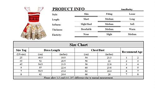 Amzbarley Princess Moana Costume For Girls Birthday Party Dress Up Kids Lace Sleeveless Playwear Dresses Halloween Holiday Cosplay Clothing With Necklace And Flower Headband Size 4T(3-4Years) #TOP5