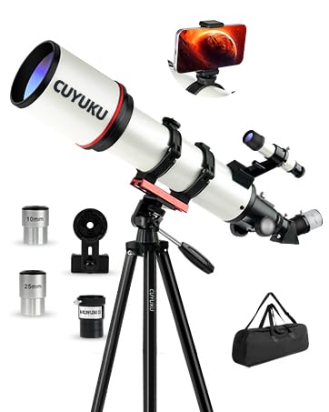 90mm Aperture 600mm AZ Mount Refractor Telescope for Adults High Powered,CUYUKU Telescopes for Adults Astronomy,Telescopio Profesional,Simple to Install and Easy to Operate
