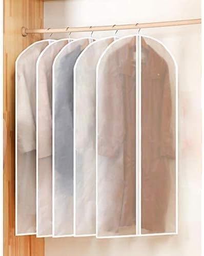 5PCS Waterproof Plastic Garment Bag Clothes Dust Cover Clear Durable Plastic Clear Dust-proof Cloth Cover Suit Dress Garment