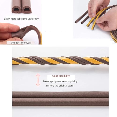 Image of YGM Acoustic Foams Ultimate D-Type Vacuum 540 Feet (30 Rolls of 18 Feet Seal) Door & Window Weather DIY Seal Strip, Superior Soundproofing, Wind Protection, Self Adhesive Tape, EPDM D Shape (Brown)