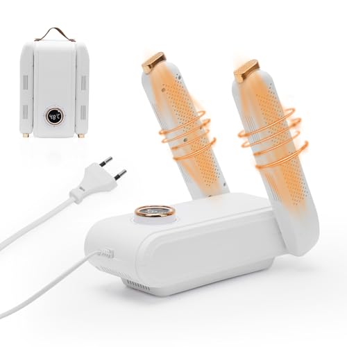 Skotork Elektrisk, skor stöveltork, vikbar skovärmare med dubbelstativ, handsktork stövelvärmare skotork med timer, UV-ljus, snabbtorkande för handskar skidstövlar