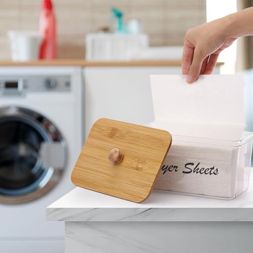 Dispensador de hojas para secadora Tbestmax con tapa hermética de bambú 3